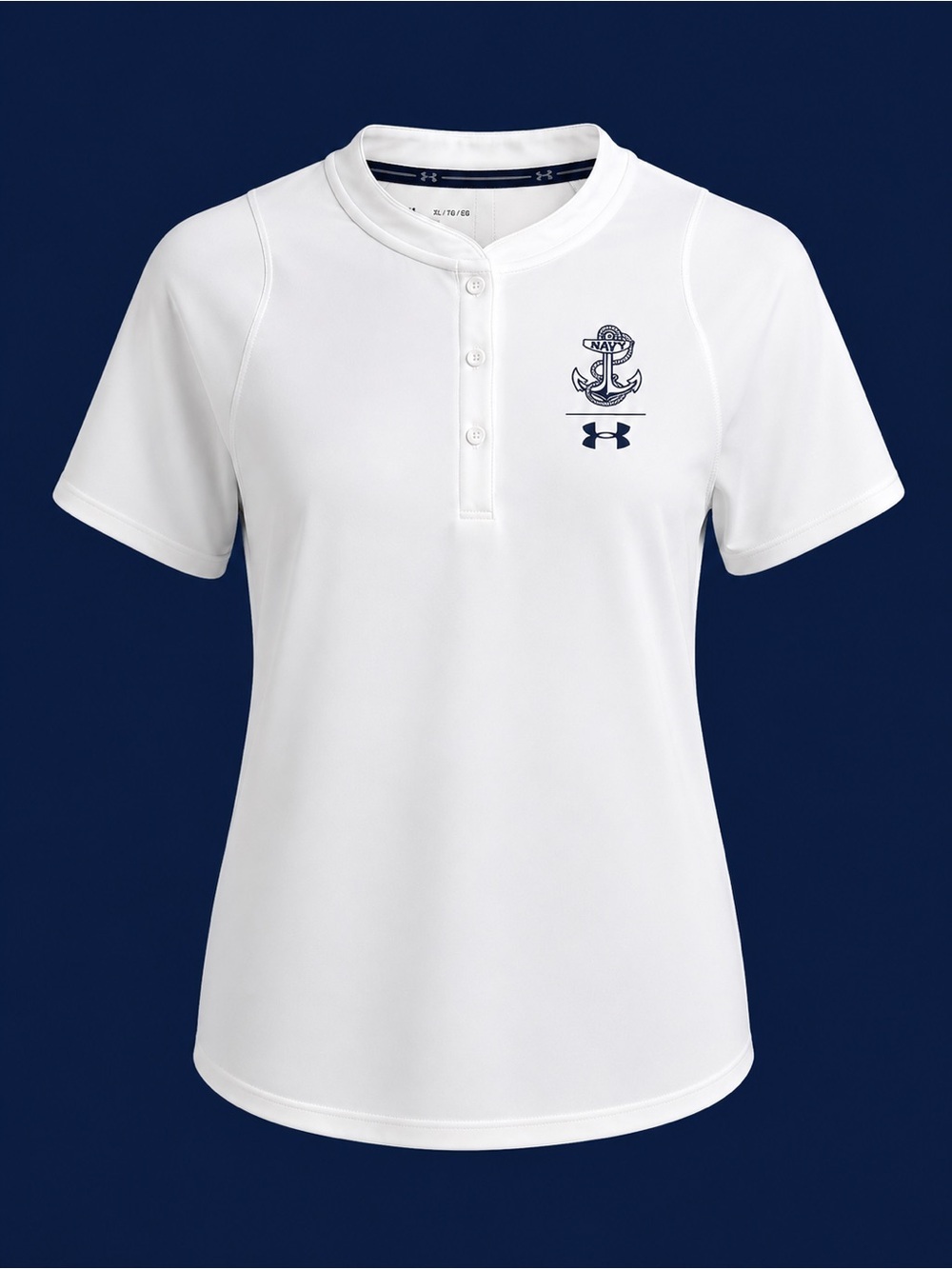 Under Armour Navy Midshipman Woman’s XL White Performance Polo.     💫💙⚓️